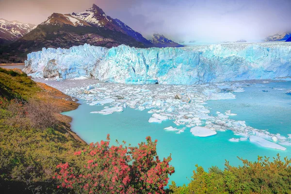 Драматический Перито Морено Ледник Ледяной Полюс Озеро Аргентина Патагония Эль — стоковое фото