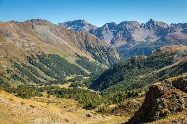 Panoramic View Dramatic Landscape Swiss Alps Upper Engadine Graubunden Switzerland — Stock Photo, Image
