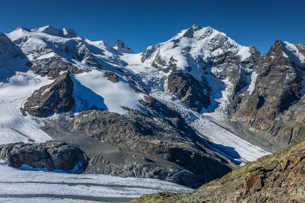 Bernina Och Palu Bergskedja Med Glaciärer Schweiziska Alperna Engadine Schweiz — Stockfoto