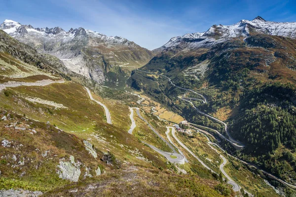 Grimsel Furka Paso Montaña Carretera Dramática Con Alpes Suizos Día — Foto de Stock