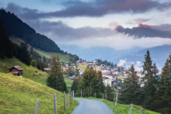 Vista Los Alpes Suizos Berneses Nevados Aldea Murren Suiza — Foto de Stock