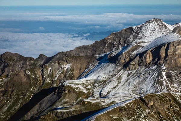 Вершина Занозы Вид Заснеженные Бернские Швейцарские Альпы Панорама Эйндховена Монша — стоковое фото