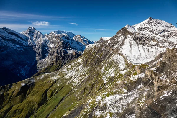 Szczyt Schilthorn Widok Snowcapped Berneńskich Alp Szwajcarskich Panorama Eiger Monch — Zdjęcie stockowe