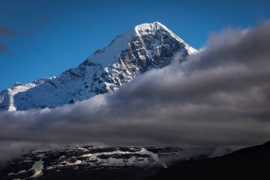 Misty Eiger Dağı, Karlı Bernese İsviçre Alpleri, Schynige Platte, İsviçre manzaralı