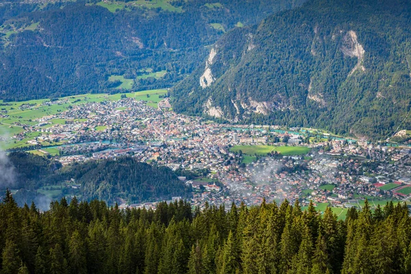 Flygfoto Över Interlaken Stad Bernese Oberland Schweiziska Alperna — Stockfoto