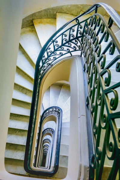 Upside view of a spiral staircase in Buenos Aires, Argentina, South America