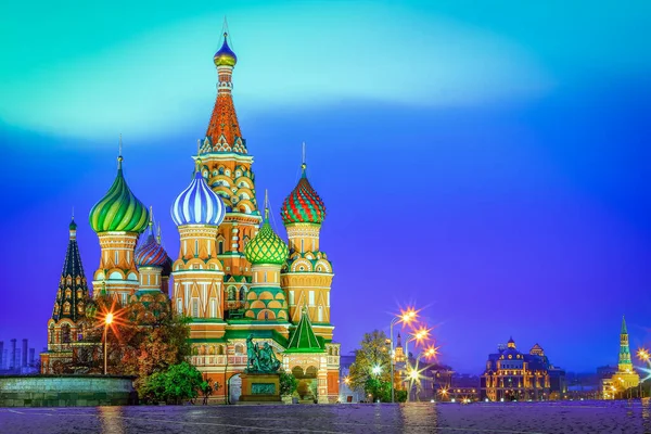 Katedra Bazyliki Dramatycznym Świcie Moskwie Stolicy Rosji — Zdjęcie stockowe