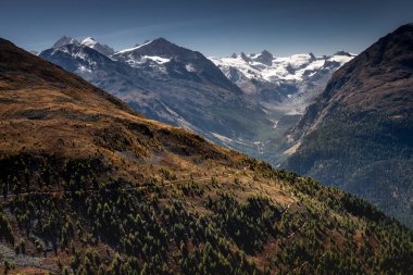 Panoramic view of Dramatic landscape, swiss alps in upper Engadine, Graubunden, Switzerland clipart