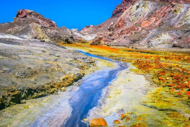 Volcanic landscape, active volcano in white island, north New Zealand