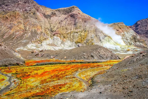 Volcanic landscape, active volcano in white island, north New Zealand
