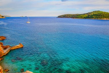 Elaphiti islands, turquoise adriatic beach in Dalmatia at sunny day, Croatia