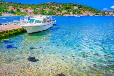 Elaphiti islands, turquoise adriatic beach in Dalmatia at sunny day, Croatia