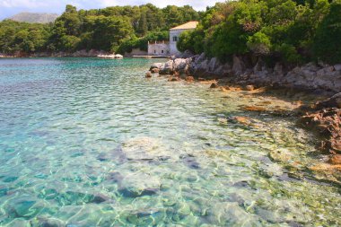 Elaphiti islands, turquoise adriatic beach in Dalmatia at sunny day, Croatia