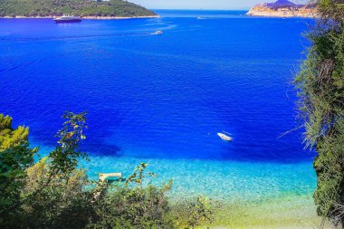 Elaphiti islands, turquoise adriatic beach in Dalmatia at sunny day, Croatia