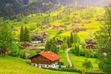Grindelwald is a village in the Interlaken district in the canton of Berne in Switzerland clipart