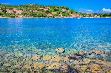 Elaphiti islands, turquoise adriatic beach in Dalmatia at sunny day, Croatia