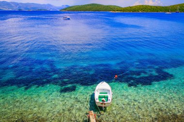 Elaphiti islands, turquoise adriatic beach near Korcula, Dalmatia at sunny day, Croatia