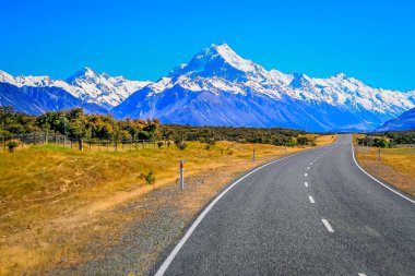 Fairlie to Tekapo Road, Canterbury, New Zealand South Island dramatic landscape at sunny day
