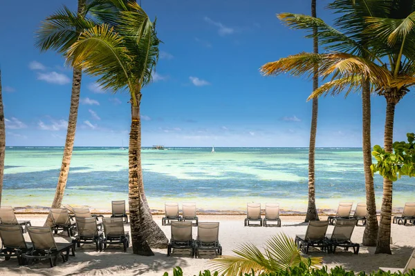 Bavaro Tropisk Strand Punta Cana Solig Dag Karibiska Havet Dominikanska — Stockfoto