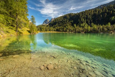 Alpine Gölü Palpuogna Graubunden İsviçre 'deki Albula Geçidi, Grisons, İsviçre