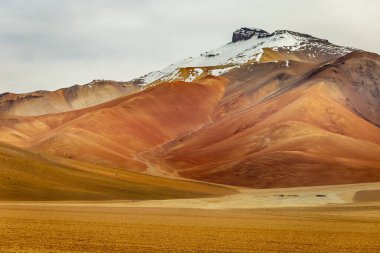 Volcanic landscape in Bolivian andes altiplano near Chilean atacama border, South America