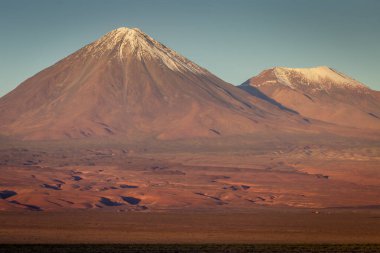 Licancabur and Peaceful dramatic volcanic landscape at Sunset, Atacama Desert, Chile