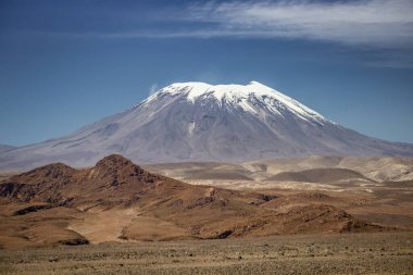Lascar Volcano and Peaceful dramatic volcanic landscape at Sunset, Atacama Desert, Chile