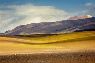 Atacama Desert dramatic volcanic landscape at Sunset, Northern Chile, South America