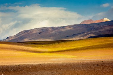 Atacama Desert dramatic volcanic landscape at Sunset, Northern Chile, South America