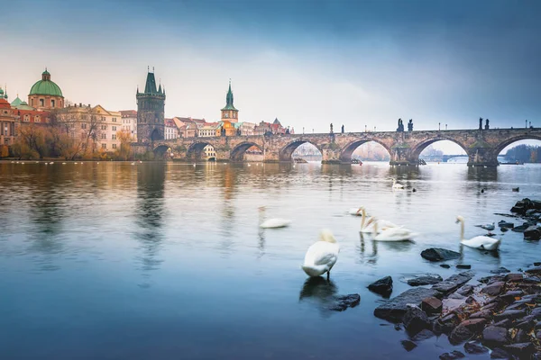 Vue Panoramique Sur Paysage Urbain Prague Rivière Vltava Lors Une — Photo