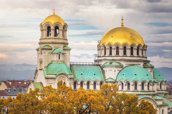 Alexander Newski Kathedrale Sofia Bei Dramatischem Herbstsonnenuntergang Bulgarien Osteuropa — Stockfoto