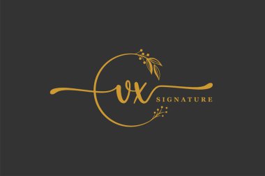 lüks altın imza ilk V X logosu izole yaprak ve çiçek tasarımı