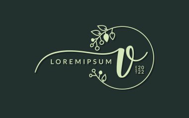 El yazısıyla imzalanmış harfler v kaligrafik vektör grafik tasarımı, düğün kartı için kullanılabilir, kişisel imza, logo tasarımı konsept çizimi