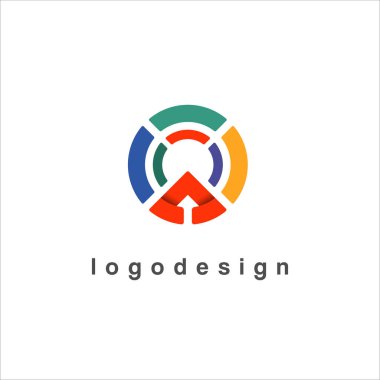 multi colored indicator circle and arrow logo design. usable for internet and technology branding logo design