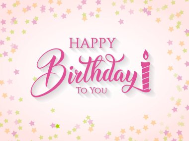 Doğum günün kutlu olsun. Güzel bir tebrik kartı posteri, kaligrafi ve mumlu siyah metin. El çizimi, tasarım elementleri. Beyaz arkaplan izole bir vektör üzerine el yazısı modern fırça harfleri.