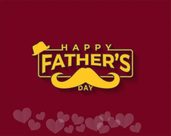 Happy Fathers Day Greeting Vector Background Doodle Hat Mustache Orange — Stock Vector