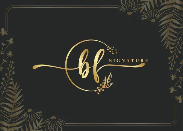Luksusowe Złoto Podpis Początkowy Projekt Logo Odizolowanych Liści Kwiatów — Wektor stockowy