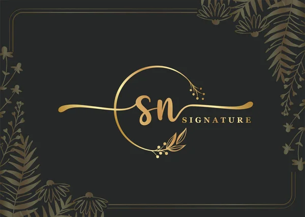 Luxusní Zlatý Podpis Počáteční Logo Design Izolované Listy Květiny — Stockový vektor