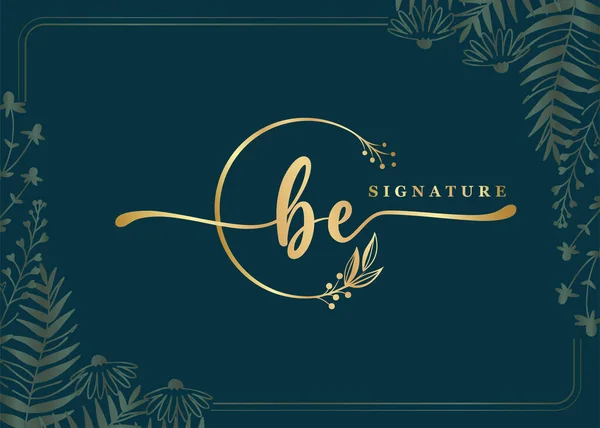 Luxusní Zlatý Podpis Počáteční Logo Design Izolované Listy Květiny — Stockový vektor