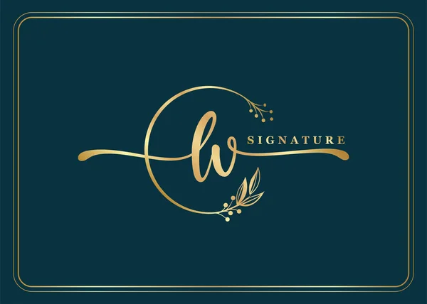 Luxus Gold Signatur Ursprünglichen Logo Design Isoliert Blatt Und Blume — Stockvektor