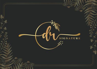 lüks imza ilk DR logo tasarımı izole yaprak ve çiçek