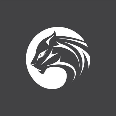 siyah panter siluet baş logo tasarım vektörü