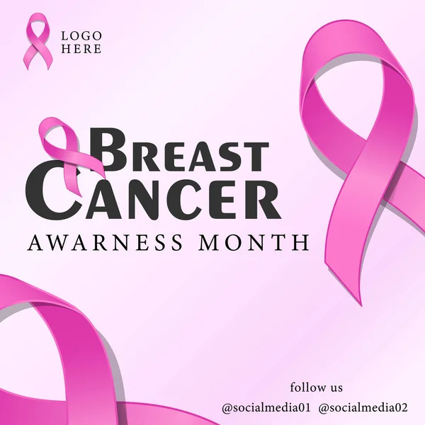 Roze Lint Poster Ondersteuning Borstkanker Bewustzijn Maand Campagne Illustratie Roze — Stockvector