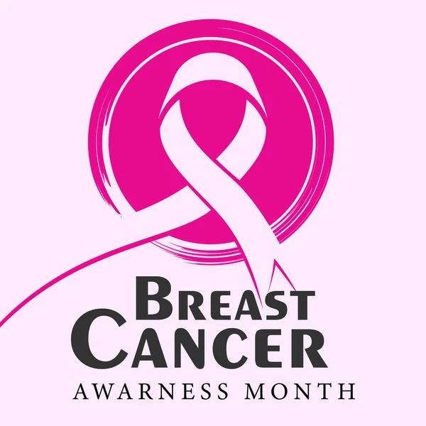 Poster Ondersteuning Borstkanker Bewustzijn Maand Campagne Illustratie Roze Lint Symbool — Stockvector