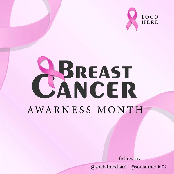 Plakát Podporuje Kampaň Zvyšování Povědomí Rakovině Prsu Ilustrace Růžová Stuha — Stockový vektor