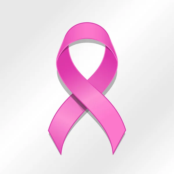 Roze Lint Geïsoleerde Roze Achtergrond Borstkanker Bewustzijn Badge Vector Illustratie — Stockvector