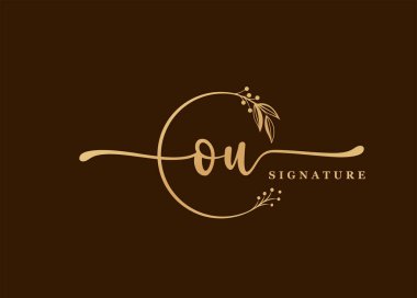 Logotype altın imzası ilk logo tasarımı yalnız yaprak ve çiçek