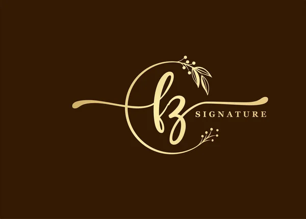 Logotipo Assinatura Ouro Inicial Logotipo Design Isolado Folha Flor — Vetor de Stock