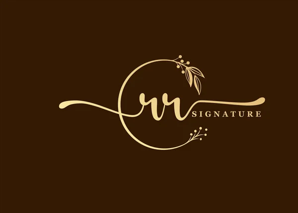 Logotype Altın Imza Ilk Logo Tasarımı Yalıtılmış Yaprak Çiçek — Stok Vektör