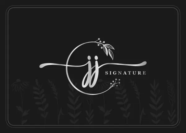 Logotipo Oro Firma Iniziale Logo Design Isolato Foglia Fiore — Vettoriale Stock